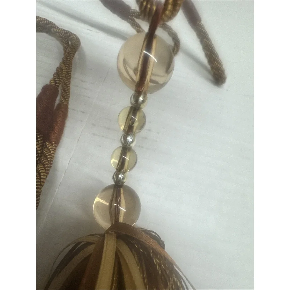 Vintage Tie Backs With Tassel Set Of 2 Bronze Beaded